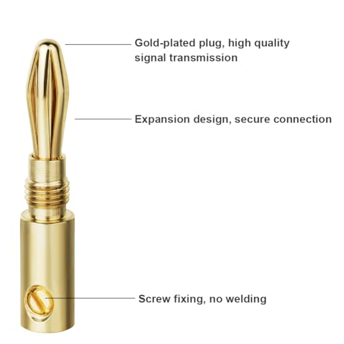 Aolso Banana Cable Plugs, 8PCS 24k Gold Plated 4.5mm Speaker Banana Plugs, Audio Jack Connector for Amplifier HiFi, Receiver - Image 4