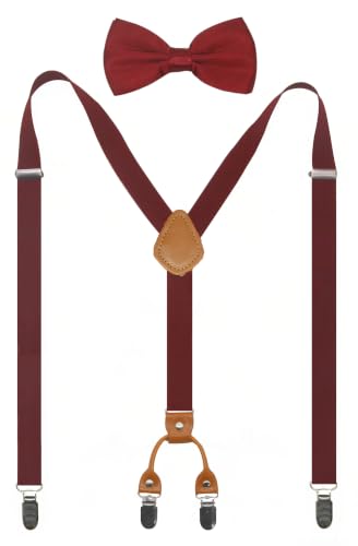 Image of Men's Suspenders Bowtie Set Elastic Y Shape Style Women's Suspenders Bowtie For Wedding&Formal Events