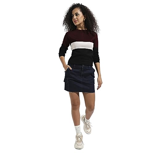 Image of PINACOLADA Women's Geometric-Textured Pullover Sweater for Casual Wear | Crew Neck | Long Sleeves | Pull On Closure | Sweater Crafted with Comfort Fit for Everyday Wear