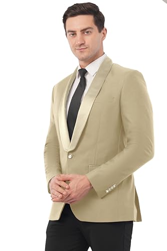 Image of SaintX Men's Premium Tuxedo Casual Blazer | Italian Slim Fit | Fully Lined | Shawl Collar | Stretchable Fabric | Designer Coat | Suitable for All Occasions (JK02)
