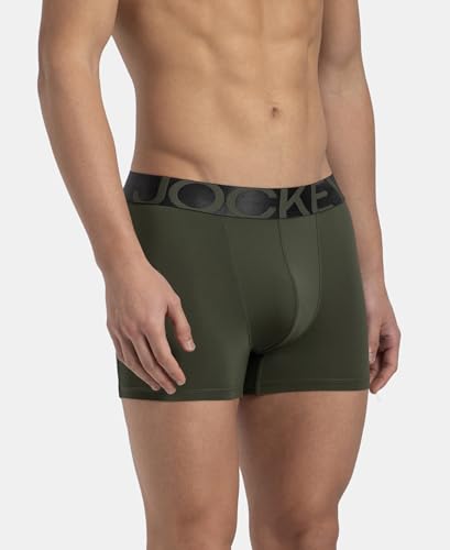 Image of Jockey IC28 Men's Tactel Microfiber Elastane Stretch Solid Trunk with Moisture Move Treatment