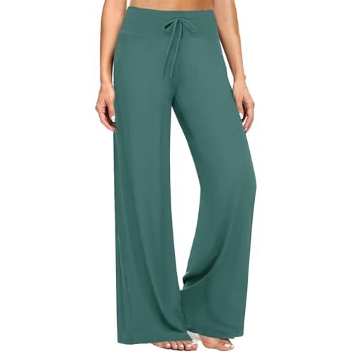 Image of ZOOSIXX Soft Black Pajama Pants for Women, Wide Leg Pants Woman Flowy Comfy Casual Lounge Yoga Capri Pants 22 inch / 30 inch