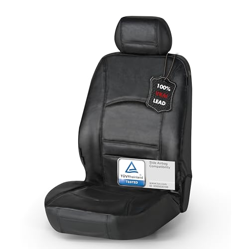 Housse de siège cuir véritable noir compatible airbag latéral auto Walser