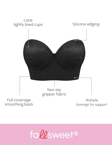 FallSweet Lace Strapless Bustier Bra for Women Underwire Longline Corset Top3