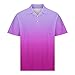 Mens Dress Shirts Big and Tall Mens Polo Shirts Short Sleeve Gradient Color Gym Workout Golf T-Shirt Casual Fashion V Neck Button Down Tops 2025 Men's Button up Shirts Summer Purple M