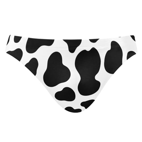 JHKKU Men's Cow Print Swim Briefs Fashion Low Rise Bikini Swimwear Beach Swimsuits with Drawstring XL