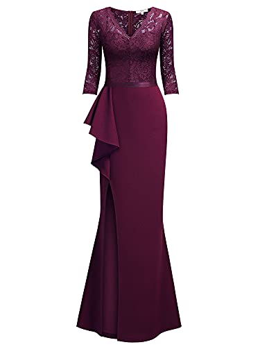 Image of MISSMAY Women's Vintage Floral Lace Ruffle Half Sleeve Evening Party Formal Long Dress
