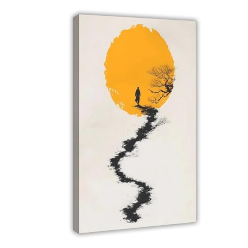 Toile chemin de soleil design minimaliste, art mural haut de gamme pour chambre