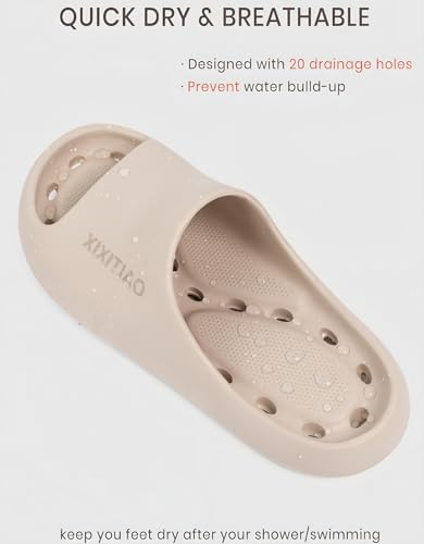 Image of XIXITIAO Shower Shoes Women Men Non Slip,Quick Drying Shower Shoes with Holes,Slippers for Bathroom,College Dorm,Gym,Travel,and Hospital,Soft EVA,Lightweight,Anti Slip,Toe Protection