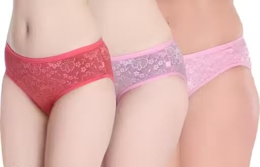 Soft Net Fabric Women Panty Pack of 3 Lightweight Breathable Design for Daily and Occasion Use Multi 4 L-picture-33