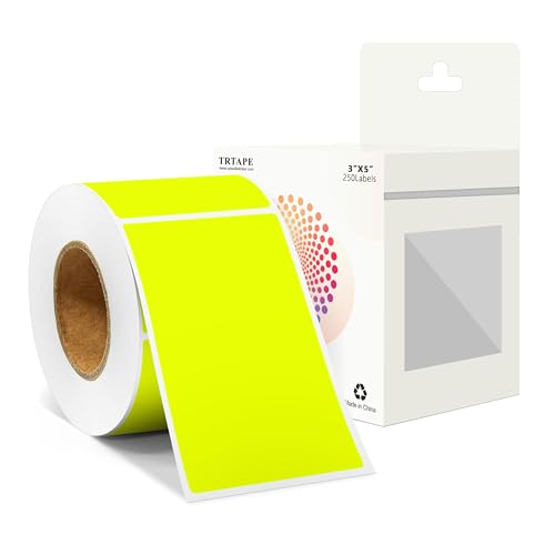 Rectangular Color Coding Packing Labels 3X5 Inch 250 Per Roll, Fluorescent Yellow Moving Stickers for Boxes Color Coded, Packing Labels Stickers for Inventory Warehouse