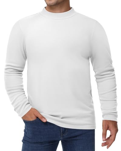 Riyiper 3 Pcs Men's Big and Tall Cotton Shirts Mock Turtleneck Long Sleeve Tops Loose Fit Plus Size Casual Basic Tees4