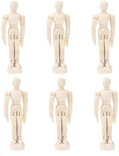 Artists Wooden Manikin Flexible Body Joints: 6 Pack 4.5 Inch Mannequin Model Drawing Figure Model Wooden Mannequin Artist Manikin with Stand for Drawing Painting Desk Decorations