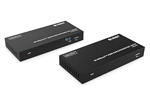 DIGITUS 4K HDBaseT™ HDMI KVM Extender Set, 150 m, 4K@60Hz, USB 1.1, PoC, IR, Schwarz