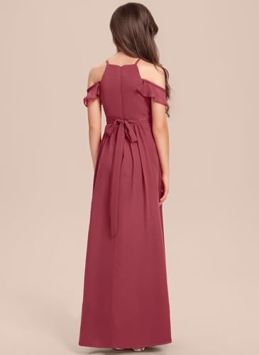 dideyttawl Chiffon A-Line Flower Girls Dress Floor Length Halter Junior Bridesmaid Dressess for 4-16 25012