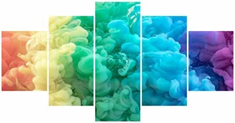 5 Pcs Canvas Poster Wall Art Abstract Colored Smoke Landscape L/Without Frame 150 X 80 Cm Wall Decor Modern Artwork Painting For Home Office Living Room Bedroom For Dining Room Children'S Room Gall