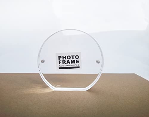 Acrylic Picture Frame,Magnetic Photo Block Frame, Clear Frameless Desktop Horizontal Display Double Sided,2X3" 8+8Mm Thickness,Half Round #TOP7