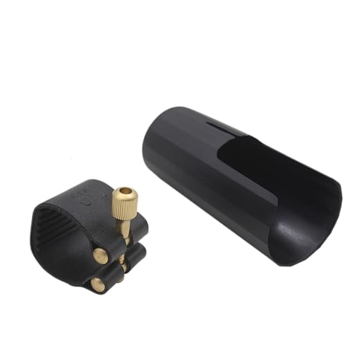 Leather Ligature with Plastic Mouthpiece Cap for Clarinet,Ligature Fastener Mouthpiece Cover for Clarinet,Clarinet Flute Head Caps Leather,Ligature Cap Clip Fastener for Clarinet