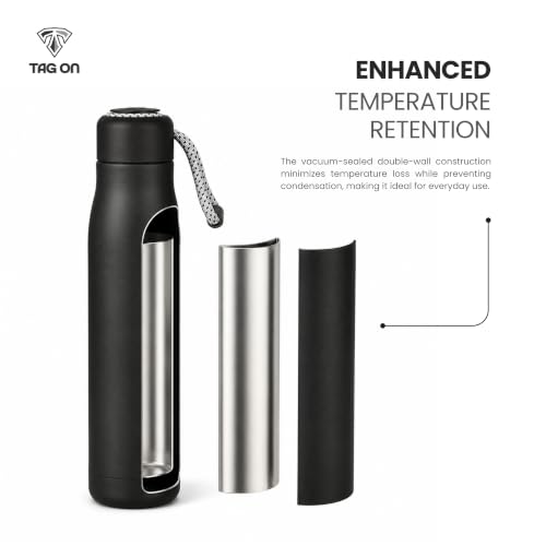 Image of 304 Stainless Steel Water Bottle 500 ml | Hot & Cold | Durable & Leak-Proof | For Office, Home, Kids, School For Women Men | 500ml water bottle | Black