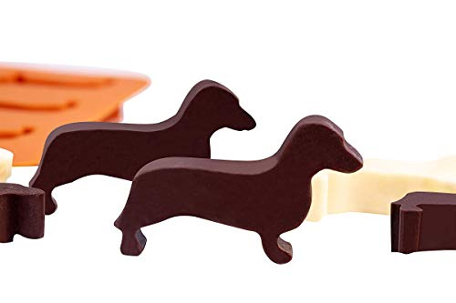 LYWUU Dackel Hundeform Silikon Eiswürfelformen und Tablett