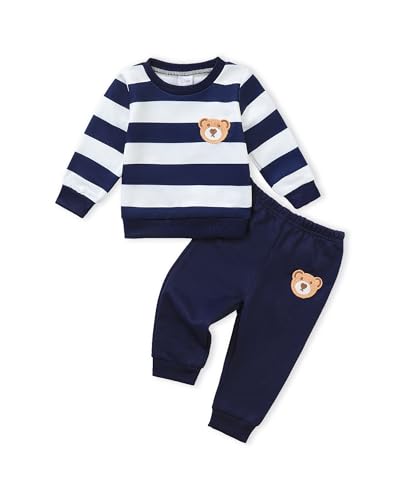 Image of NZRVAWS Toddler Baby Boy Clothes Infant Fall Winter Outfit Long Sleeve Pant Top Set 2Pcs Sweatshirt 0 Month-3 Years
