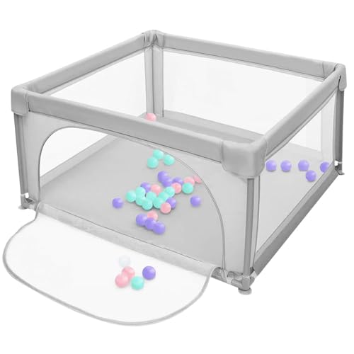 Homewell Parque Para Bebés, Parque De Juegos De Bebé De Tela Oxford, Parque Desmontable Con Base De Ventosa Antideslizante 50 Bolas Oceánicas