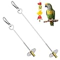 Parrot Skewer Feeder, 2 PCS Stainless Steel Bird Fruit Skewers Budgie Toys Fruit Food Holder Bird Skewer for Budgie Parakeet Cockatiel (Silver)