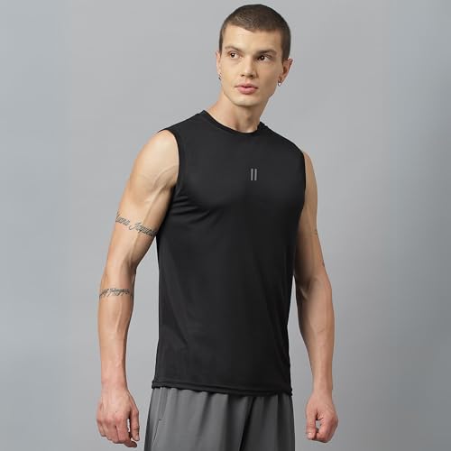 Image of ATICX Men's Polyester Sports Sleeveless T Shirt - Gym Vest, Workout Sando, Training Tank Top, Cut Sleeves Quick Dry Tee for Running, Swimming, Badminton, Fitness & Sports