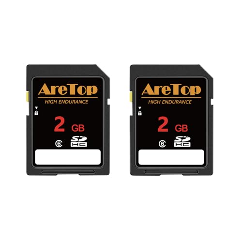 AreTop SD Card 2GB, 2 Pack UHS-I Class 10 SDHC Memory Card, 2 Pack 2GB Full HD Video Secure Digital Cards for Cameras, DSLR, Action Cams and Trail Camera
