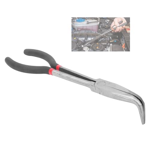 Needle Nose Pliers 280mm Long Nose Pliers 90 Degree Curved Nose Pliers with Long Handle 11inch Long Nose Pliers 90 Degree Angle Curved Pliers for Wire Processing, Jewelry Repairs Needle-Nose Pliers