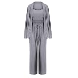 YUHAOTIN Cowl Neck womens vacation outfits Ladies' Spring And Summer Pajamas Vest Three Piece Ice St