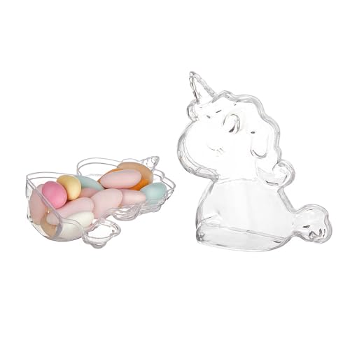 Lot de 24 boîtes à dragées licorne en plastique transparent – Bonbonnières décoratives pour...