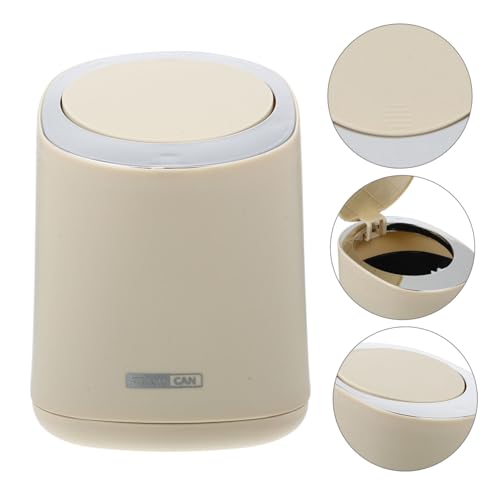 Mini caneca de basura rectangular beige para escritorio miniatura 4