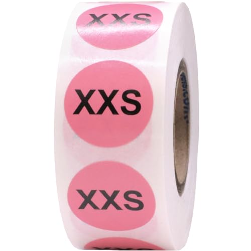 Étiquettes vêtements taille XXS adhésives et repositionnables - Lot de 500 macarons roses