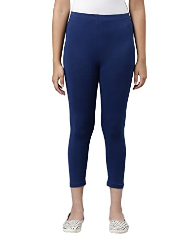 Image of GO COLORS Girls Solid Mid Rise Slim Fit Cropped Leggings