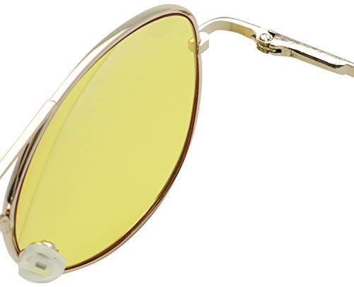 ShadyVEU Oversized Retro Slim Gold Pilot Cop Style Yellow Tint Night Driving Blue Blocking 80's Vintage Sunglasses4
