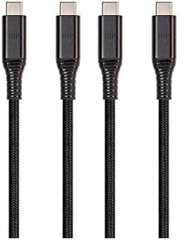 Monoprice Durable USB 3.2 Gen 2 Tipo-C Data and Power Cable trenzado de nailon reforzado con Kevlar - 3.3 ft - Negro  5A100W - Serie AtlasFlex