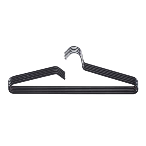 SHIMOYAMA Non-Slip Metal Clothes Hangers - 5 Pack, Space-Saving Short Neck Hangers for T-Shirts, Dresses, Tank Tops, Jackets (Black)
