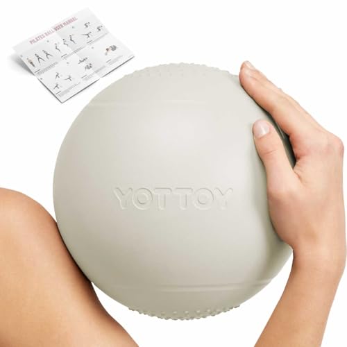 YOTTOY Small Exercise Ball，9-inch Pilates Ball with Anti-Burst Technology for Stability, Ideal for Yoga, Pilates, Physical Therapy & Home Workouts (White)