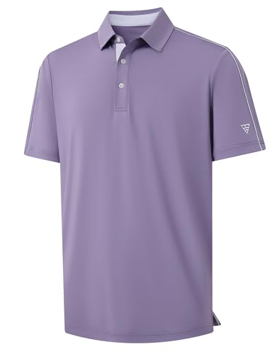 M MAELREG Golf Polo Shirts for Men Short Sleeve Dry Fit Solid Moisture Wicking Casual Performance Collared Mens Polo Shirts