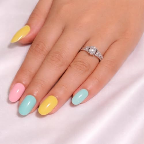 Image of Reusable Artificial Nails with Glue and Kit (Multicolor Pop - Long Alond)