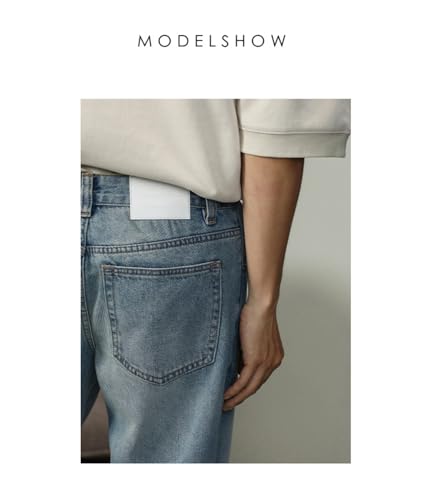 Pants Trousers Denim Blue Straight Leg for Men's Business High-end Loose and Versatile3