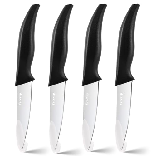 Gemüsemesser Obstmesser Set 4 Stück Schälmesser Klingenlänge 10CM Küchenmesser mit Scharfer und Präziser Rostfreier Edelstahl Klinge Messer zum Schneiden von Obst und Gemüse (Schwarz)