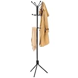 Hoctieon Heavy Duty Coat Rack Stand With 12 Hooks - Freestanding Entryway Hall Tree, Floor Standing Clothes Hanger, Black