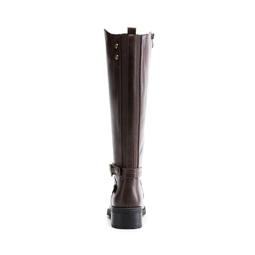 DREAM PAIRS DREAM PAIRS Women's Knee High Boots, Buckle Riding Boots,Size 10,Brown-1,UNCLE