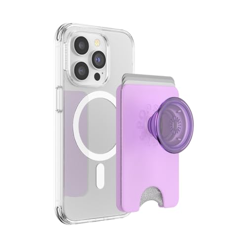 Image of PopSockets Phone Wallet with Expanding Grip and Adapter Ring for MagSafe, Phone Card Holder, Wireless Charging Compatible, Wallet Compatible with MagSafe - Lavender