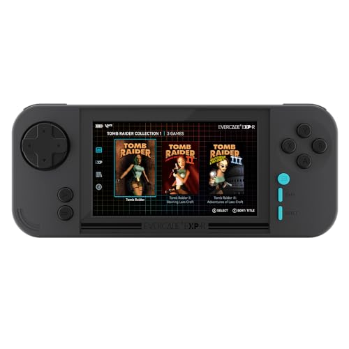 Image of Evercade EXP-R Retro Gaming Handheld Console with Tomb Raider 1, 2 & 3
