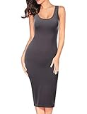 JJ Perfection Women's Scoop Neck Slim Fit Sleeveless Stretchy Tank Midi Dress
