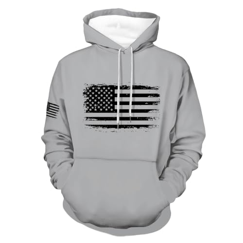 ZOCAVIA Mens American Flag Hoodies Fall Long Sleeve Hooded Sweatshirts Retro Western Cowboy Graphic Pullover Tops with Pocket