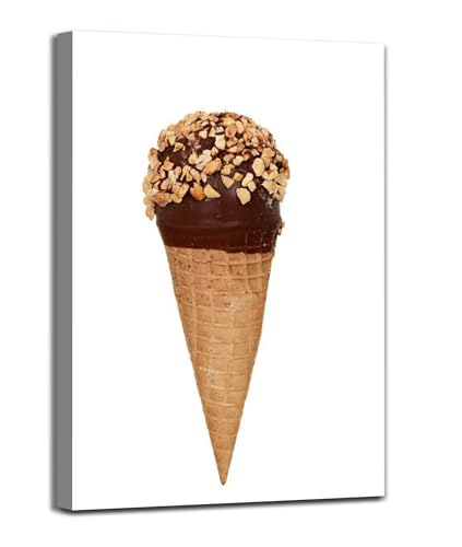 Peanut and chocolate ice cream sugar cone Canvas Wall Art Decor For Bedroom Living Room Painting Large Framed Picture Posters Prints Bathroom Office Kitchen Artwork 20x30